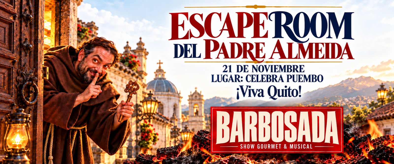 Escape Room del Padre Almeida en La Barbosada. 21 de noviembre, Celebra Puembo. ¡Viva Quito!